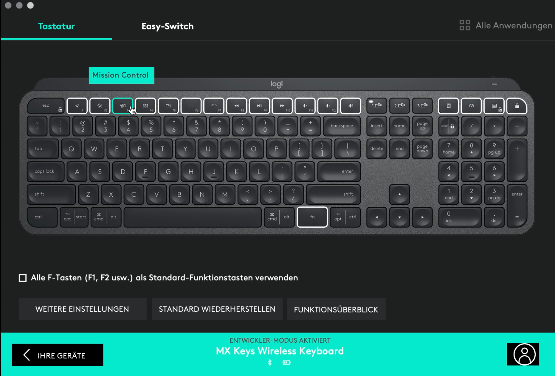 logitech mx keys command key not working