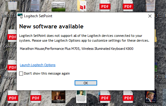 logitech options no devices detected windows 10