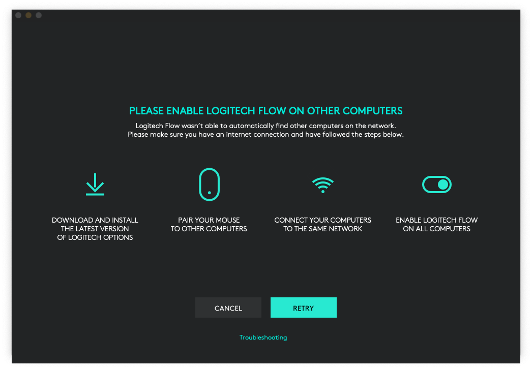 Logitech flow не удалось автоматически найти другие компьютеры в сети