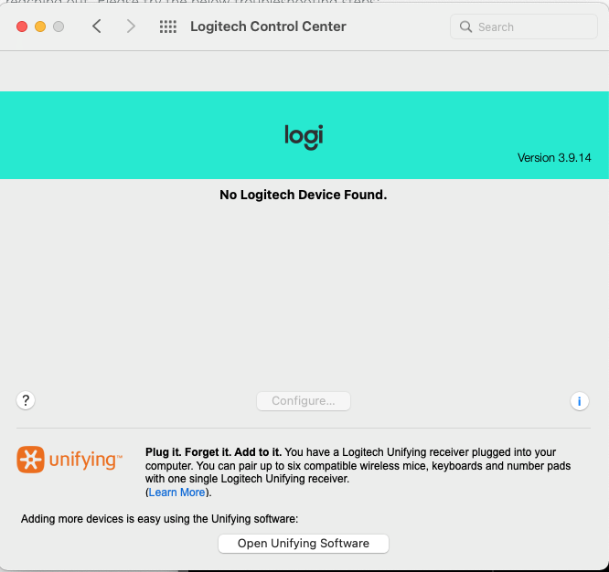 logitech unifying software not working