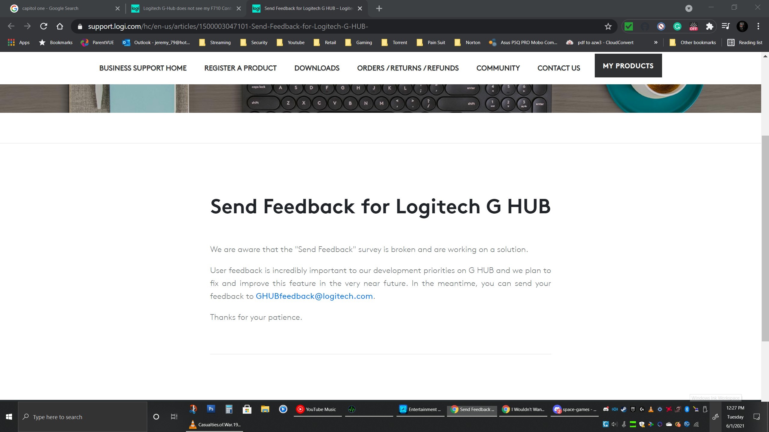 logitech g hub wont load
