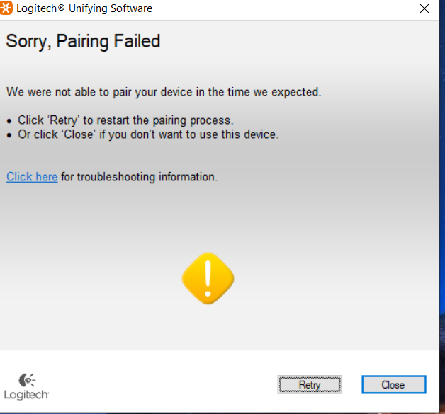 logitech unifying software pairing failed logitech unifying software pairing failed